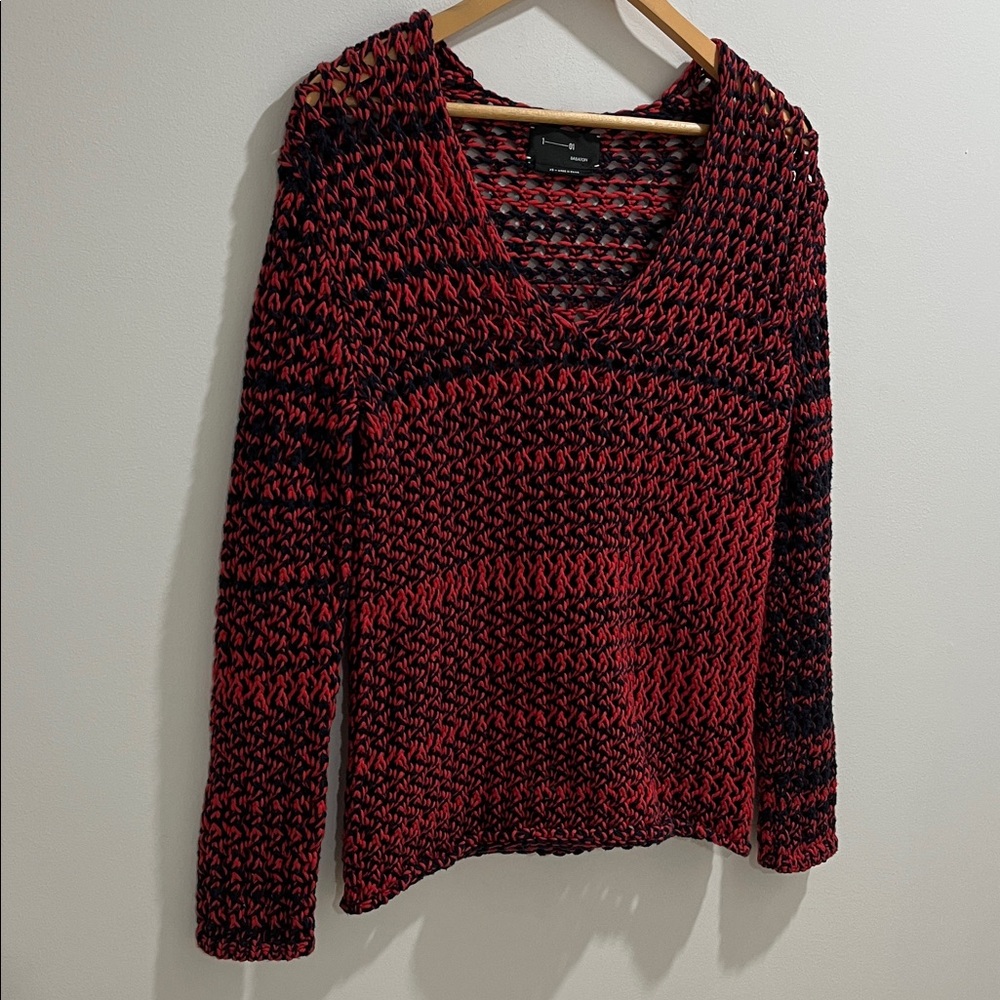 NWOT 1-01 Babaton Women’s Sweater XS Chunky Open Knit Cotton Blend Oversized